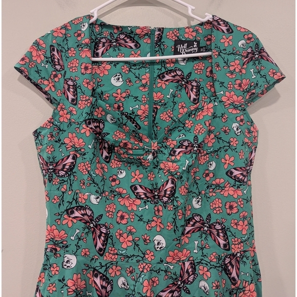 Hell Bunny Retro Rockabilly Skull Butterfly Dress Size 8 - Picture 3 of 10